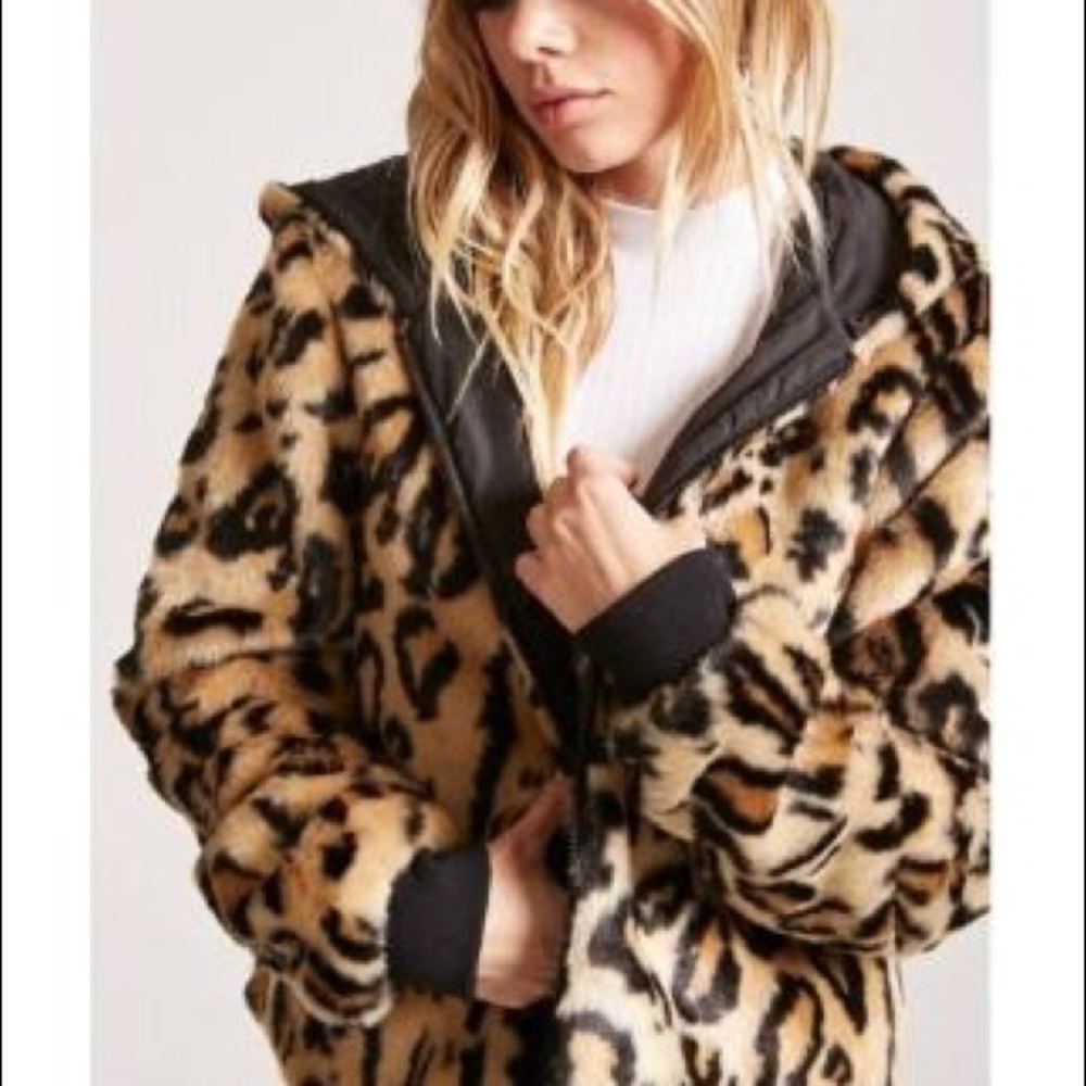 Cheetah Print Faux Fur Jacket